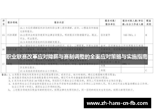 职业联赛改革应对降薪与赛制调整的全面应对策略与实施指南